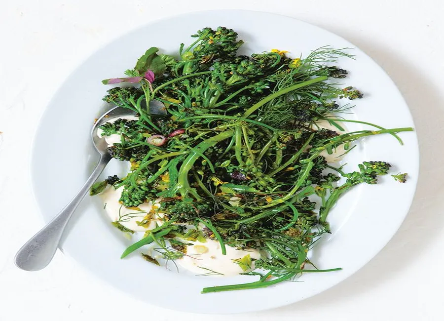 Broccolini grillés, sauce sésame
