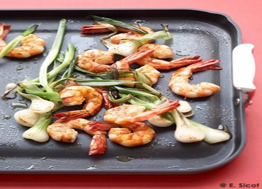Crevettes au saké a la plancha