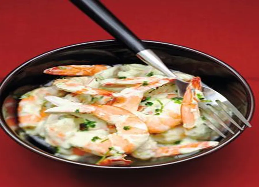 Crevettes sauce aux herbes fraiches