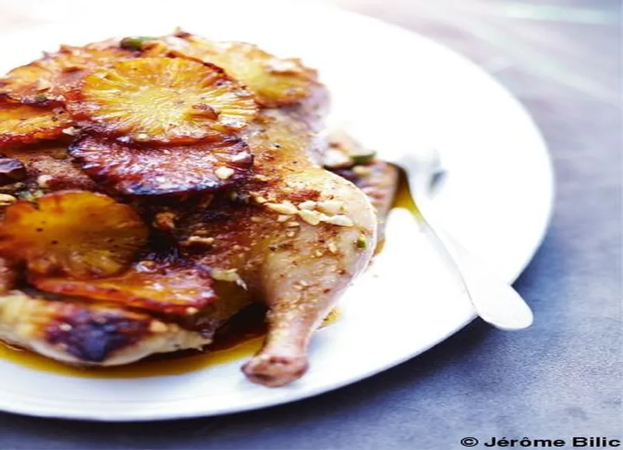 Canette rôtie à l'ananas