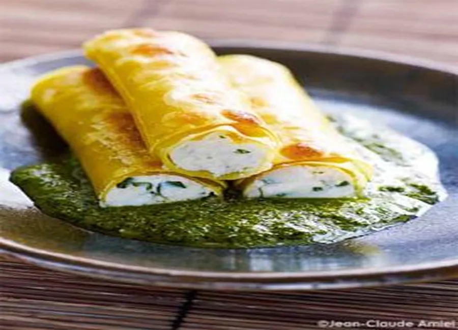 Cannellonis de ricotta au pistou d'estragon