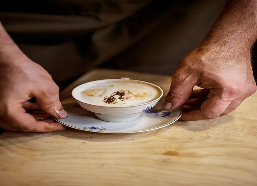 Cappuccino de crevettes grises de la mer du nord