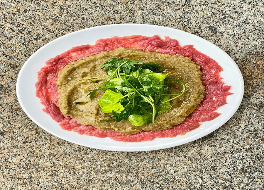 Carpaccio d'agneau et caviar d'aubergine