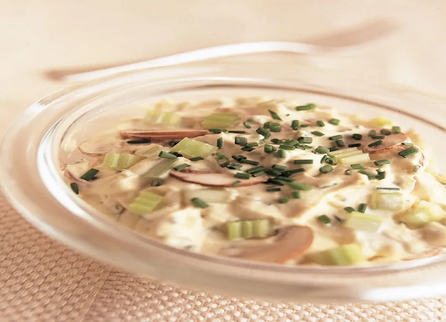 Champignons de paris à la crème de ciboulette