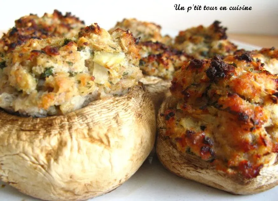 Champignons de paris farcis au jambon