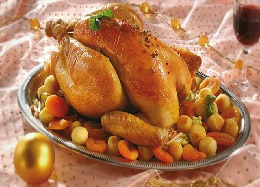 Chapon aux fruits et au monbazillac