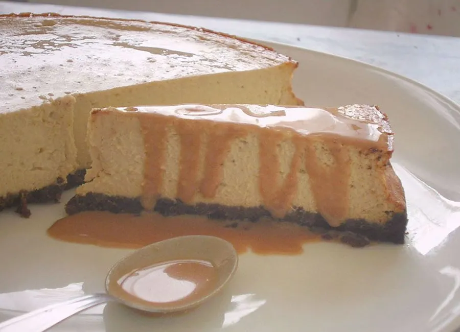 Cheesecake banane, caramel aux fruits de la passion