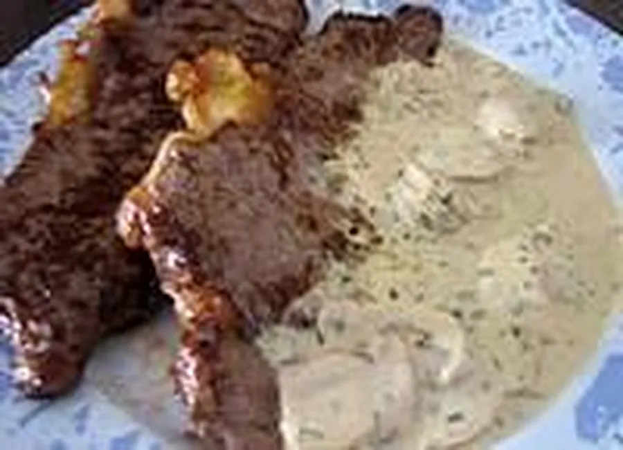 Contrefilet sauce moutarde et champignons