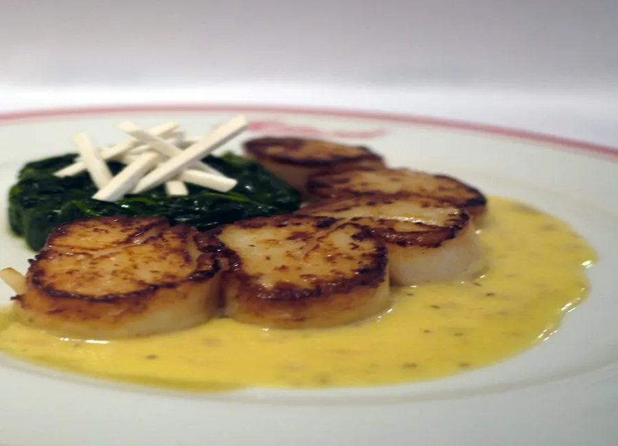 Coquilles saint jacques au beurre blanc en entrée de la chef laëtitia rouabah