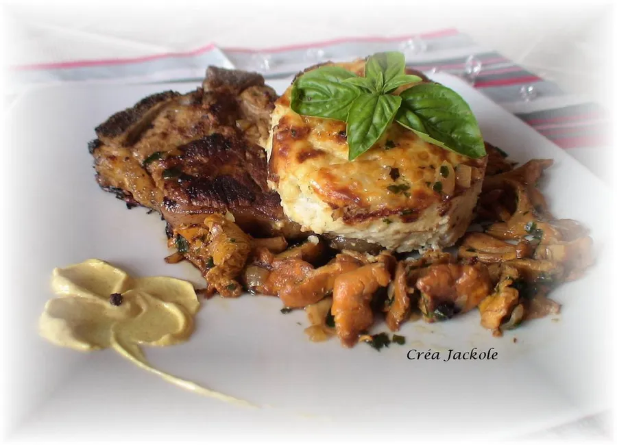 Côte de veau forestière et flan de topinambours