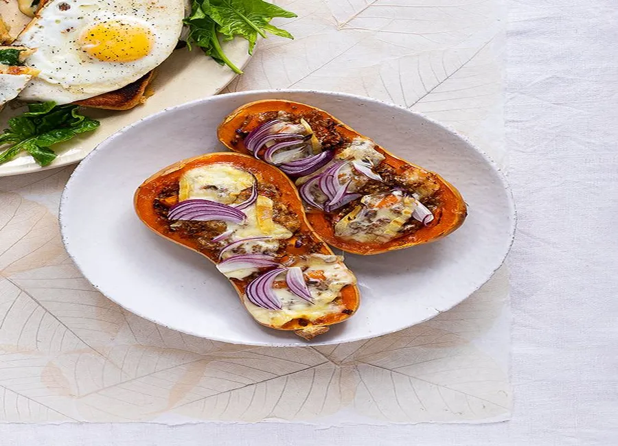Courge butternut farcie au saint-nectaire et au boulghour