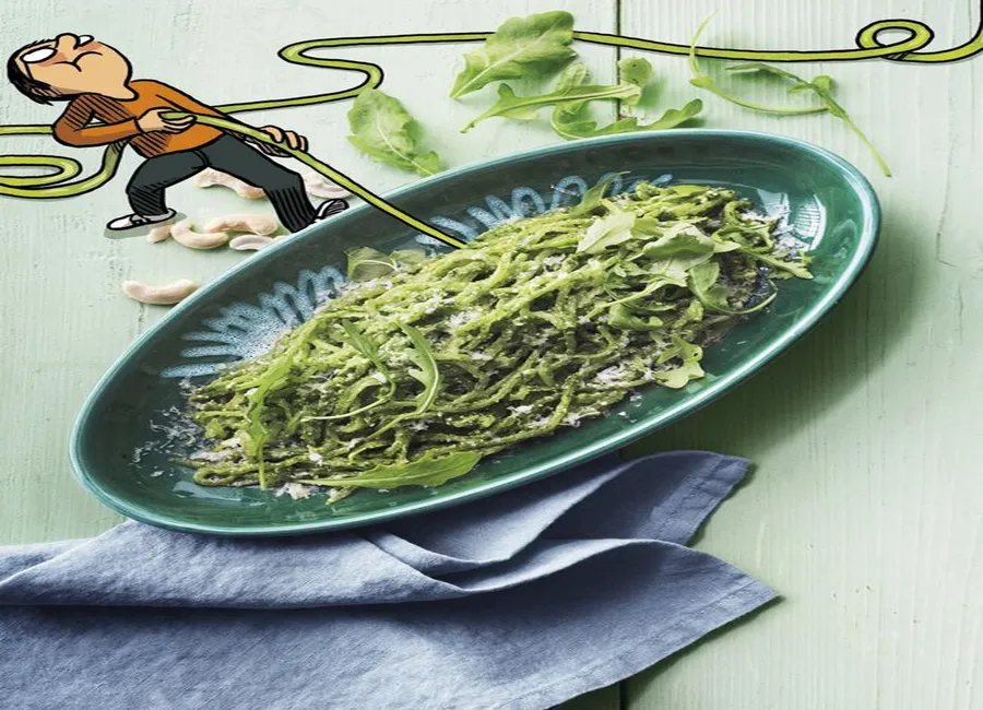 Courge spaghetti, pesto de roquette
