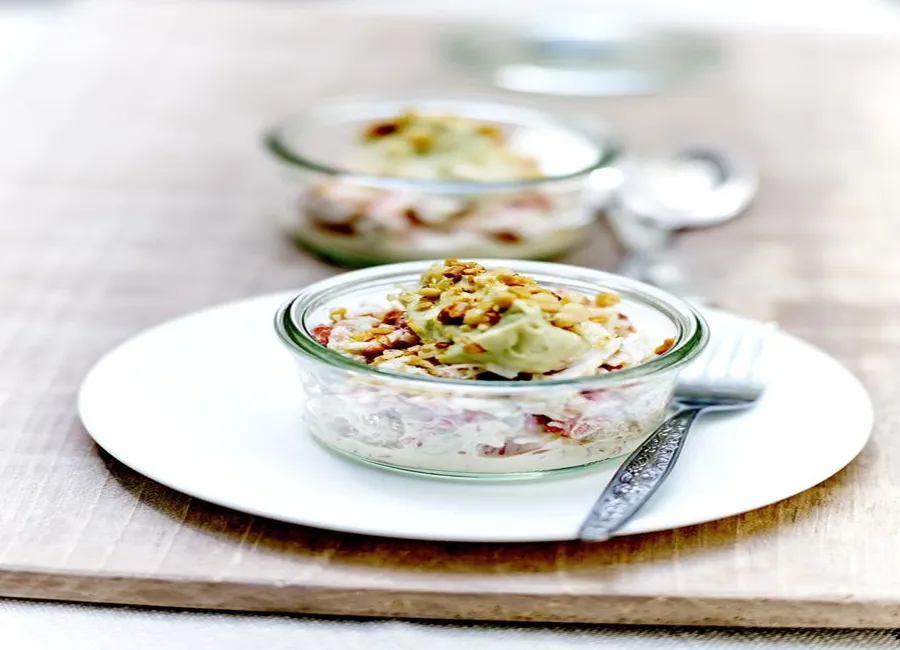 Crabe au raifort, bavarois d'avocat