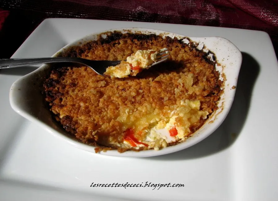 Crème brulée aux poivrons rouges et son crumble