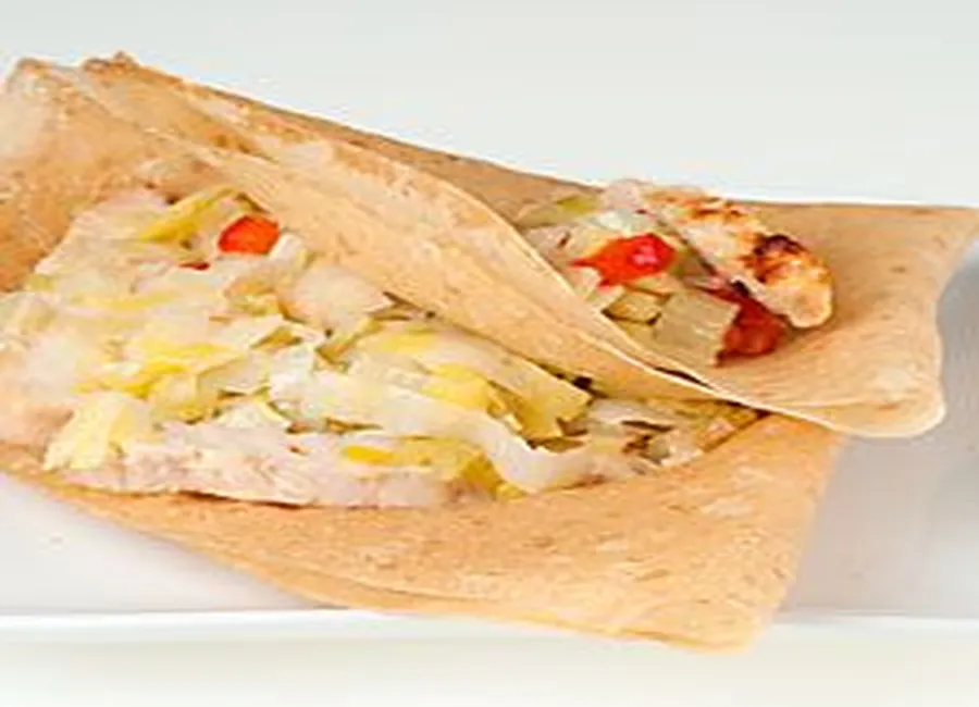 Crêpe aux poireaux et poulet