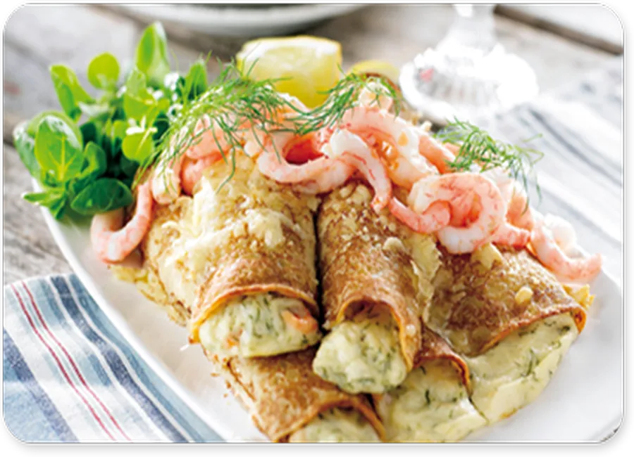 Crêpes farcies au crabe et autres fruits de mer