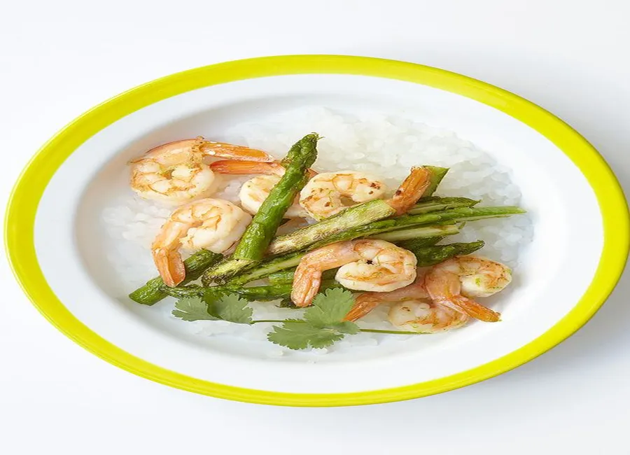 Crevettes sautées aux asperges