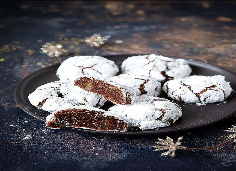 Crinkles au chocolat et écorces d'oranges confites