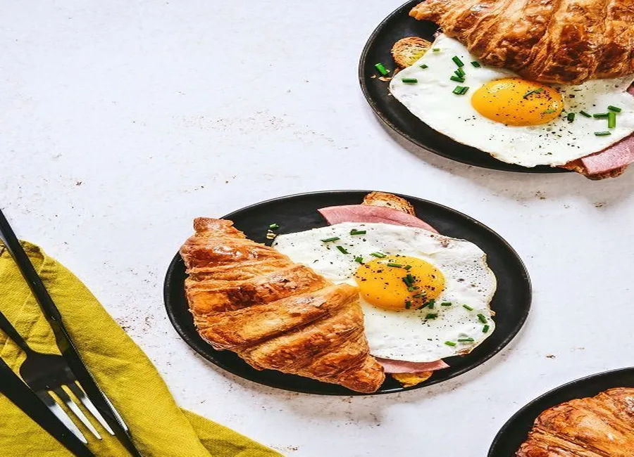 Croissants egg and bacon
