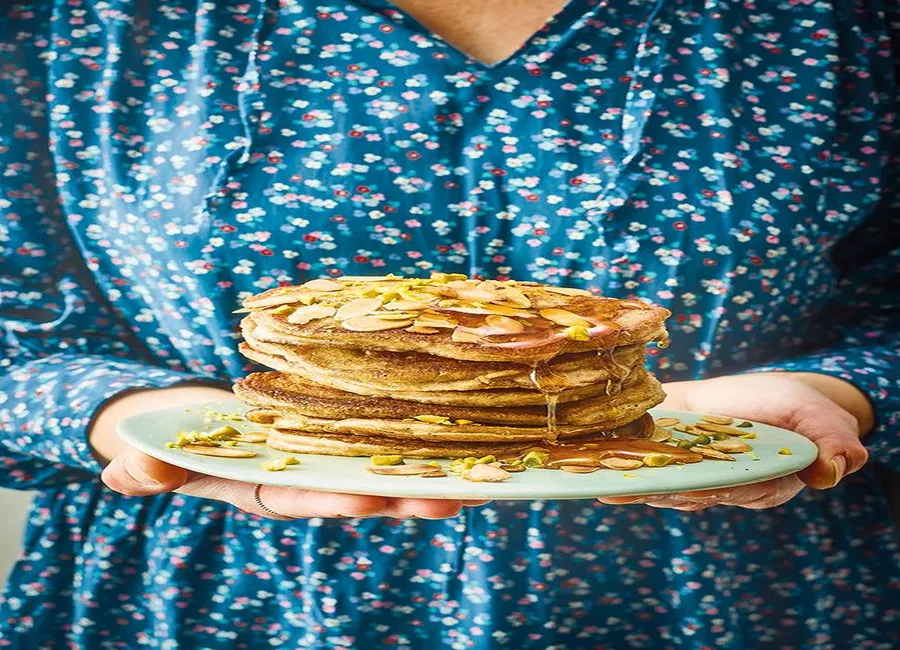 Pancakes au lait d'amande, banane et farine de blés anciens
