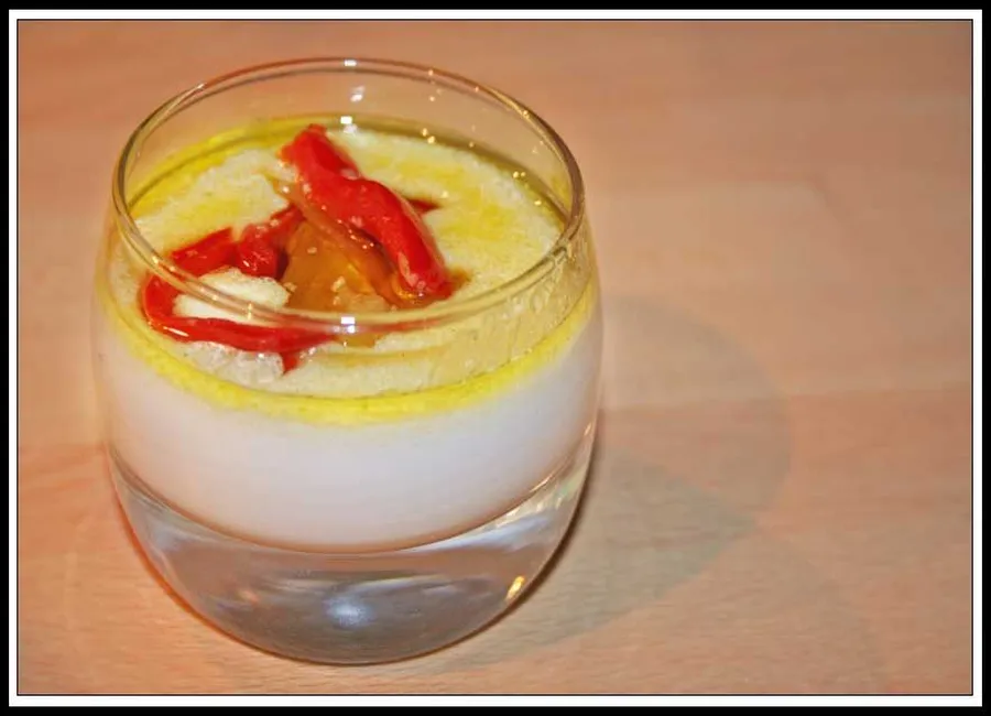 Panna cotta coriandre et légumes d'été