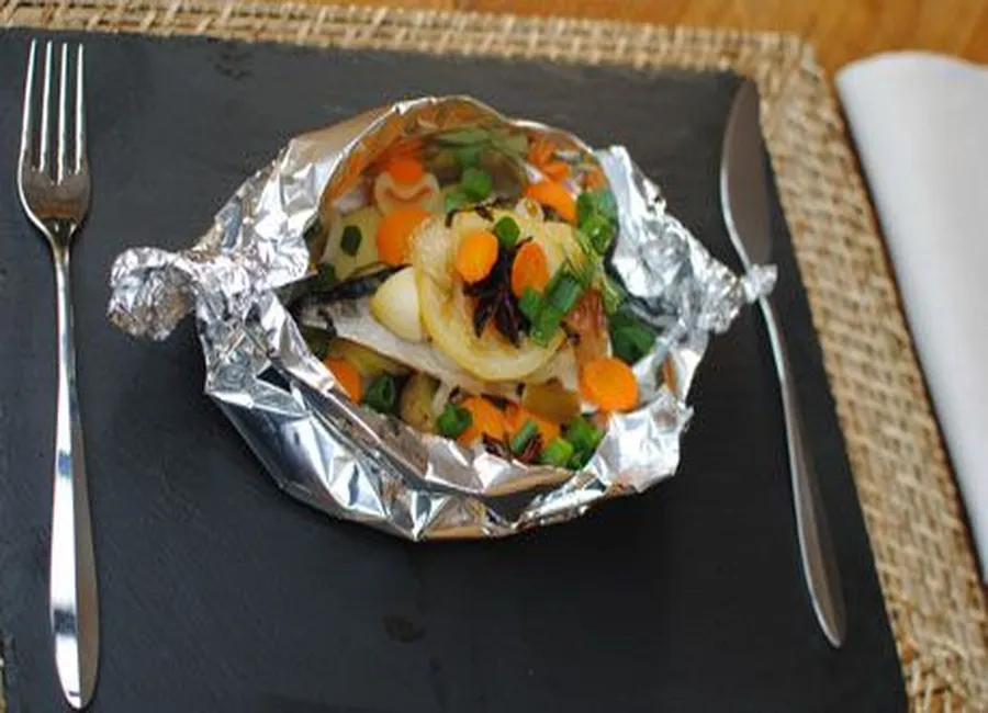 Papillotes de filets de lisettes et primeurs de bretagne au sancerre