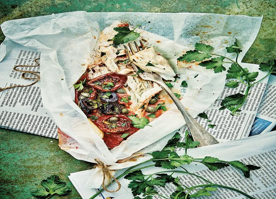 Papillotes de maigre à la méditerranéenne