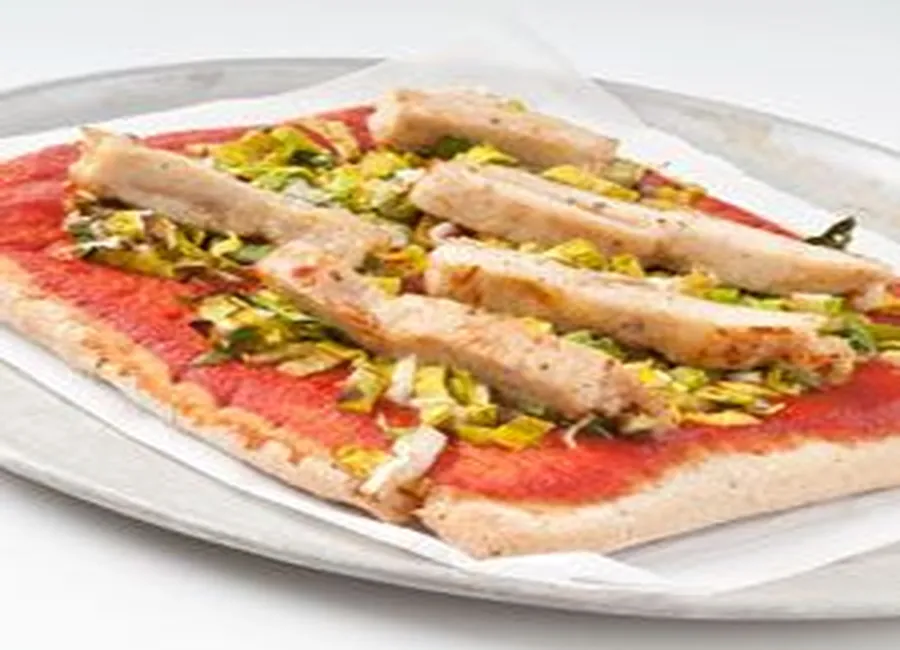 Pizza poulet et poireaux