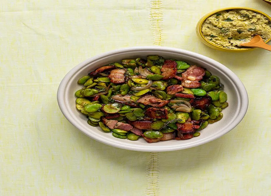 Poêlée de fèves au lard