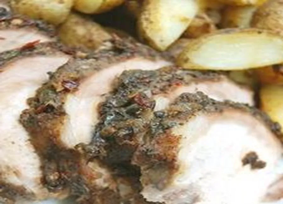 Porc à la mode antillaise et pommes de terre pimentées en papillote