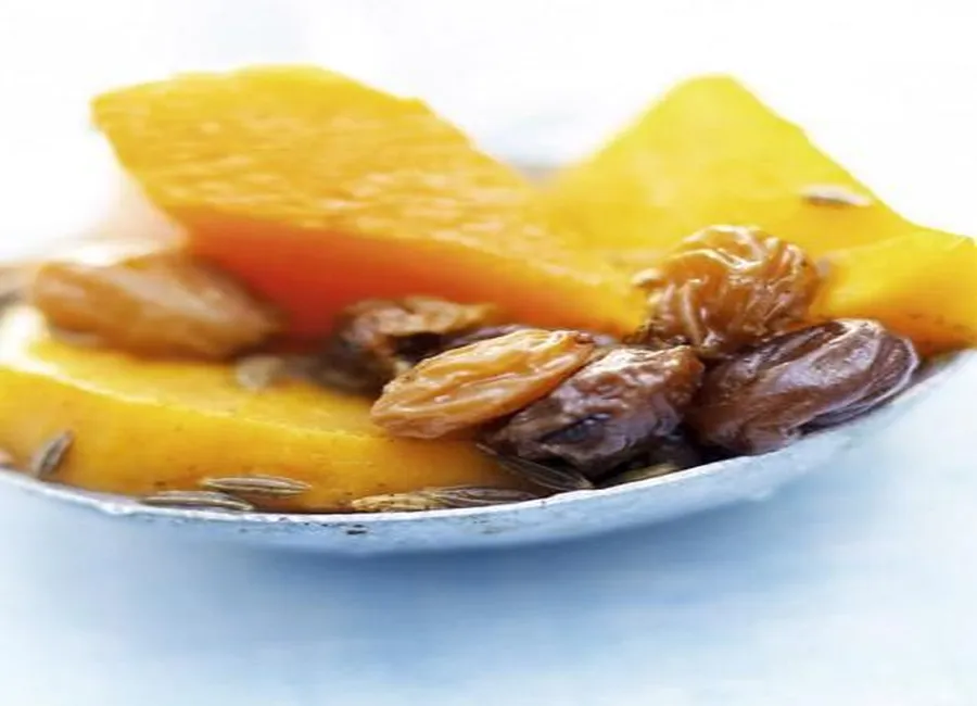 Potiron et patates douces aux raisins