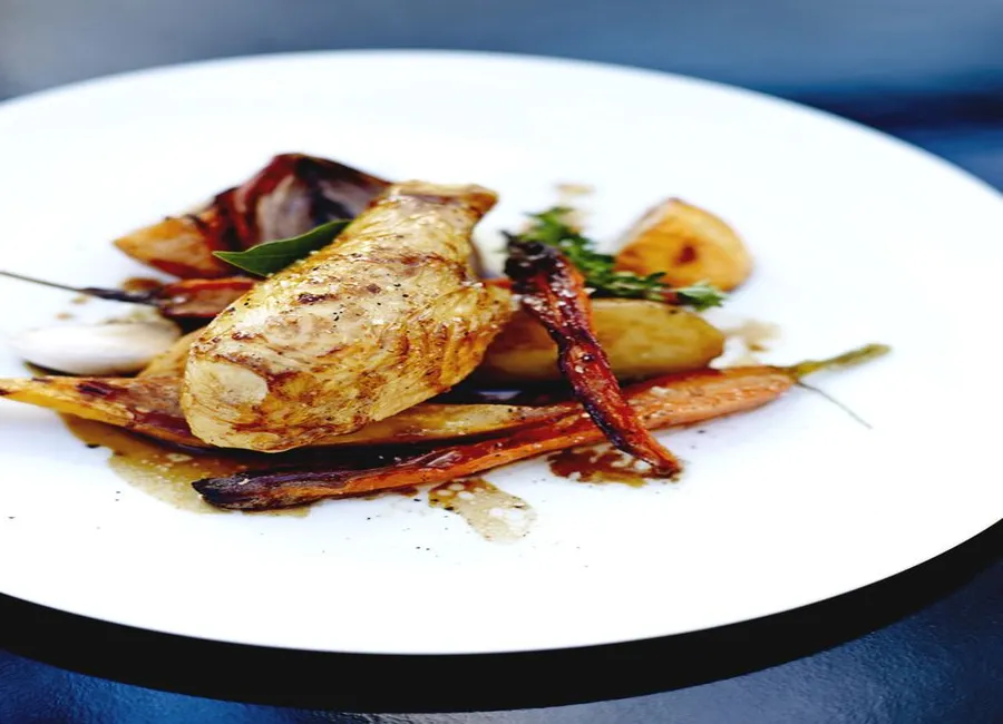 Poulet aux légumes grillés