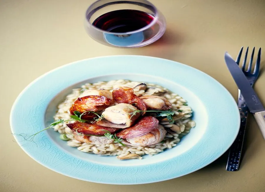Râbles de lapin et risotto moules-chorizo