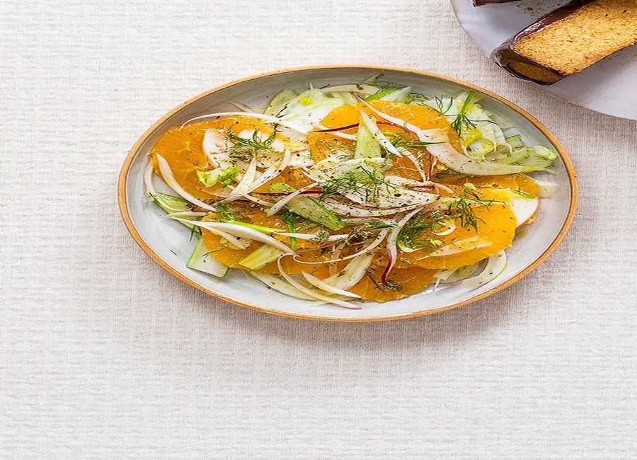 Salade d'orange et fenouil, vinaigrette au xérès et à l'origan