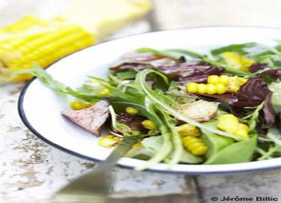Salade de maïs et canette rôtie