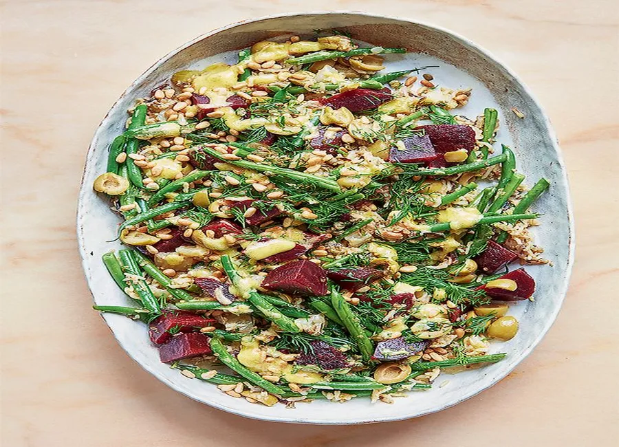 Salade de riz-quinoa aux haricots verts