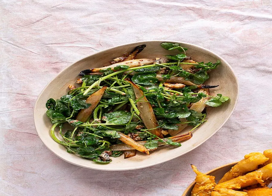 Salade de salsifis rôtis et cresson