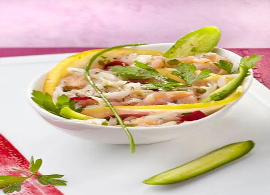 Salade fraîcheur raie, saumon, concombre et melon
