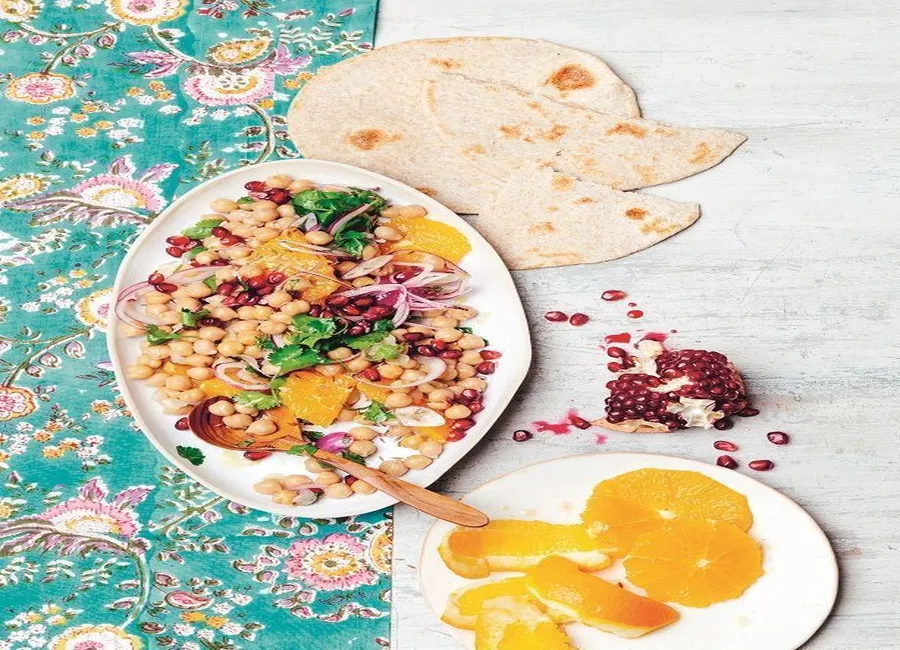 Salade indienne pois chiches et oignon rouge