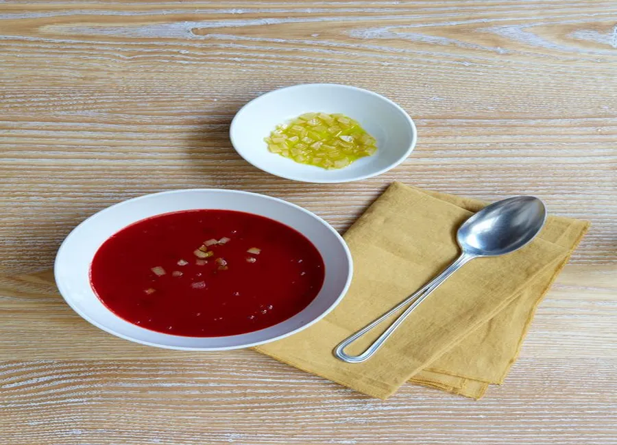 Soupe de betterave au citron confit