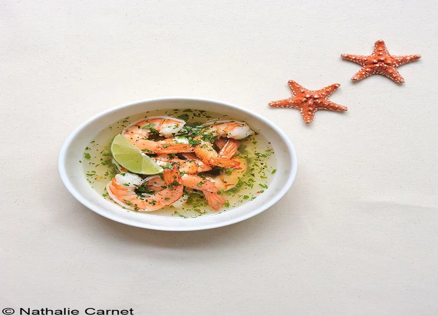 Soupe de gambas à la coriandre