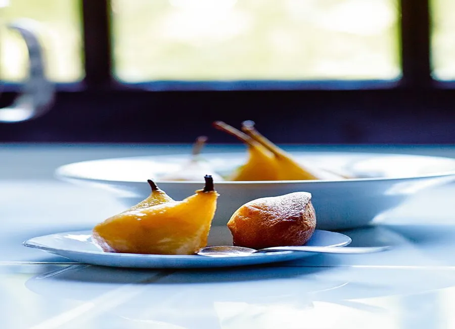 Soupe de poires au gingembre et madeleines sans gluten