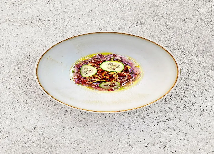 Soupe de riz rouge et concombre