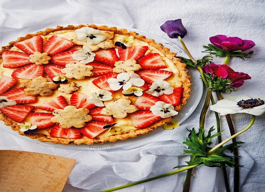 Tarte aux fraises, crème pâtissière au sirop d'acacia