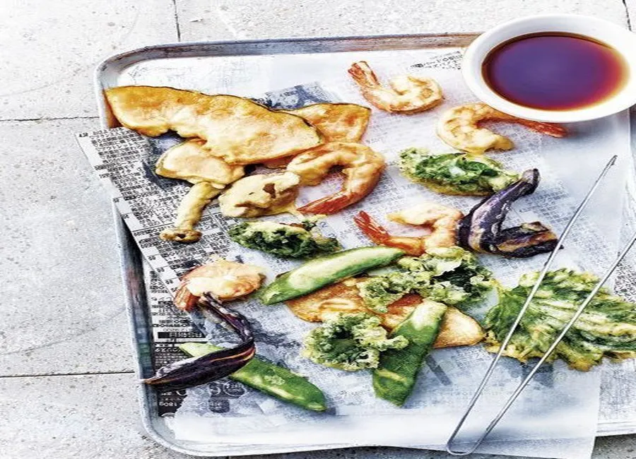 Tempura crevettes et légumes