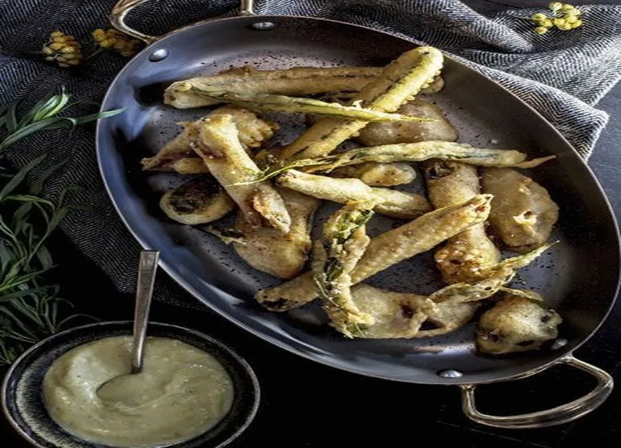 Tempura de légumes anciens, mayonnaise au gingembre