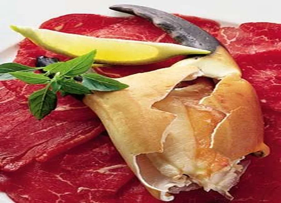 Carpaccio de boeuf au tourteau