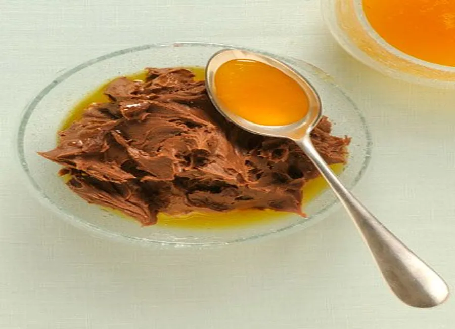 Crème aux chocolats, coulis passion