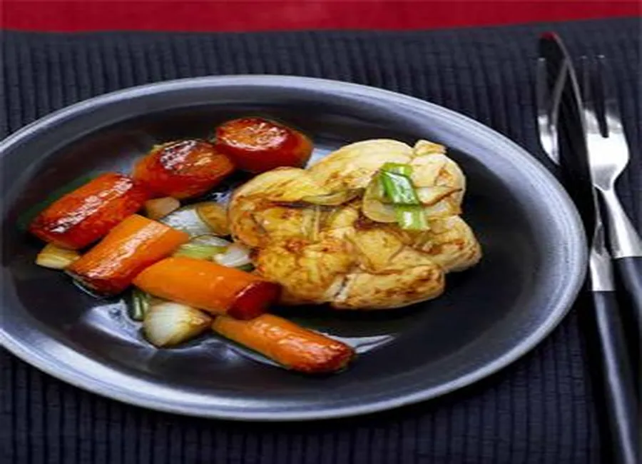 Paupiettes de poulet et carottes caramelisees