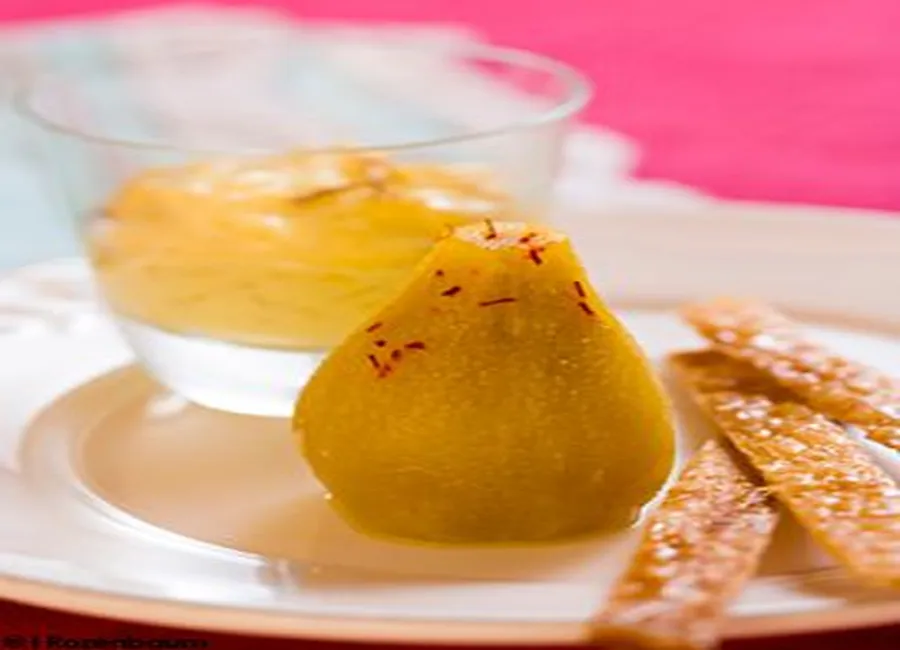 Poire et riz au lait safrané